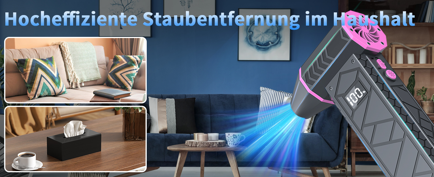 Електричний пилосос-фен, 10000mAh, LCD, міні-фен з ліхтариком для відпочинку на природі, 180000RPM, 4-та ступінь сили, чорний