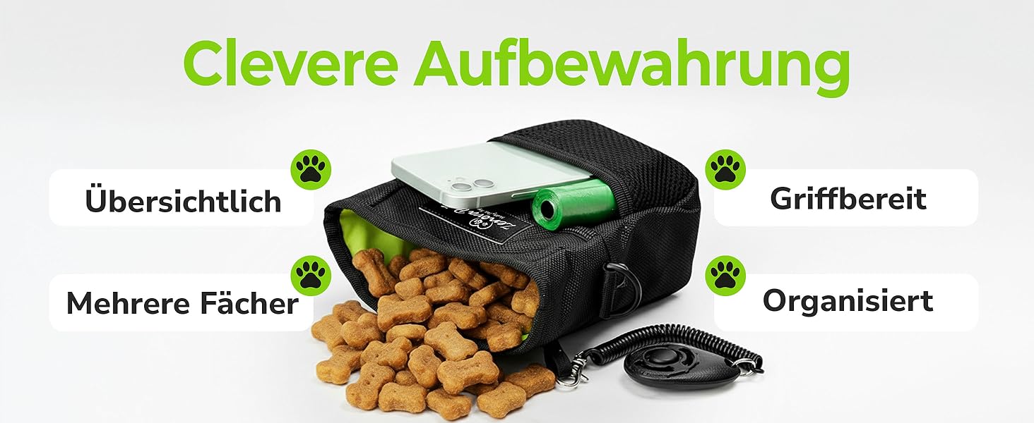 Сумка для ласощів для собак велика, з мискою, кликером, диспенсером для відходів та кишенькою для телефону, 3 способи носіння, ідеальна сумка для дресирування собак