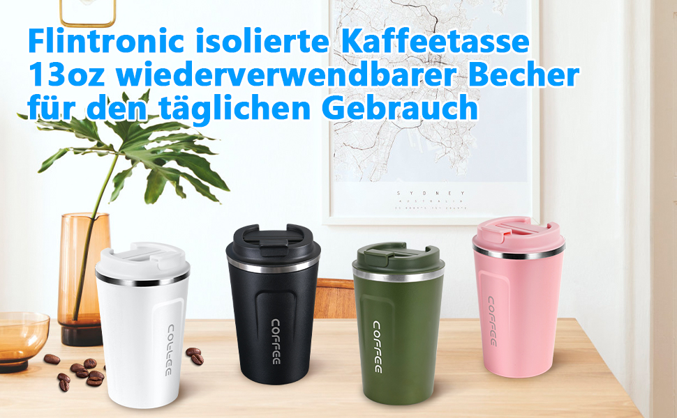 Термокружка Flintronic 510 мл з подвійними стінками, з нержавіючої сталі, з кришкою, для кави та чаю (рожевий)