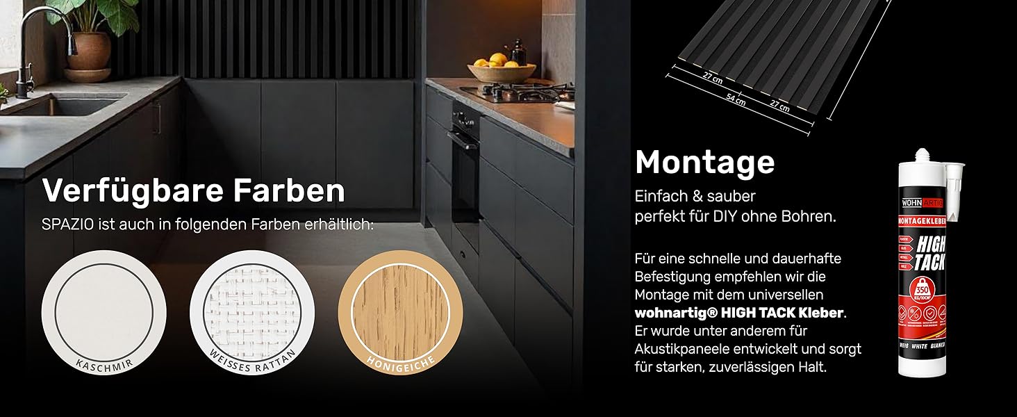 Акустичні настінні панелі SPAZIO Anthrazit 693, 260x54 см (набір 2 шт. 260x27 см), оббивка на фетрі для звукоізоляції