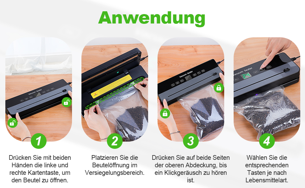 Вакуумний пакувальник Obecilc 7-в-1 з ріжучим ножем, 65 кПа, сухий/вологий режим, 10 пакетів, для дому та ресторану