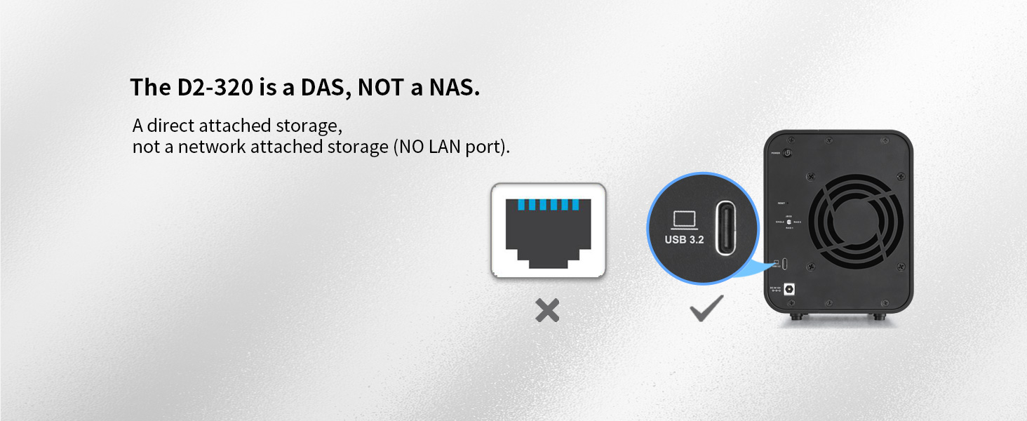 Зовнішній корпус для двох HDD/SSD накопичувачів Terramaster D2-320, USB 3.2 Gen 2, 10Gbps (Diskless)