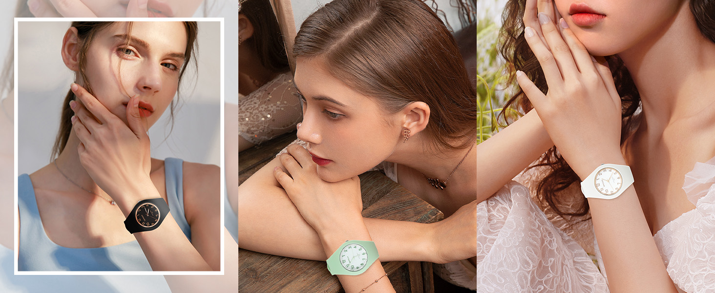 Жіночий годинник: аналоговий кварцовий годинник на силіконовому ремінці. Спортивний годинник для студентів та дорослих, чорного кольору.