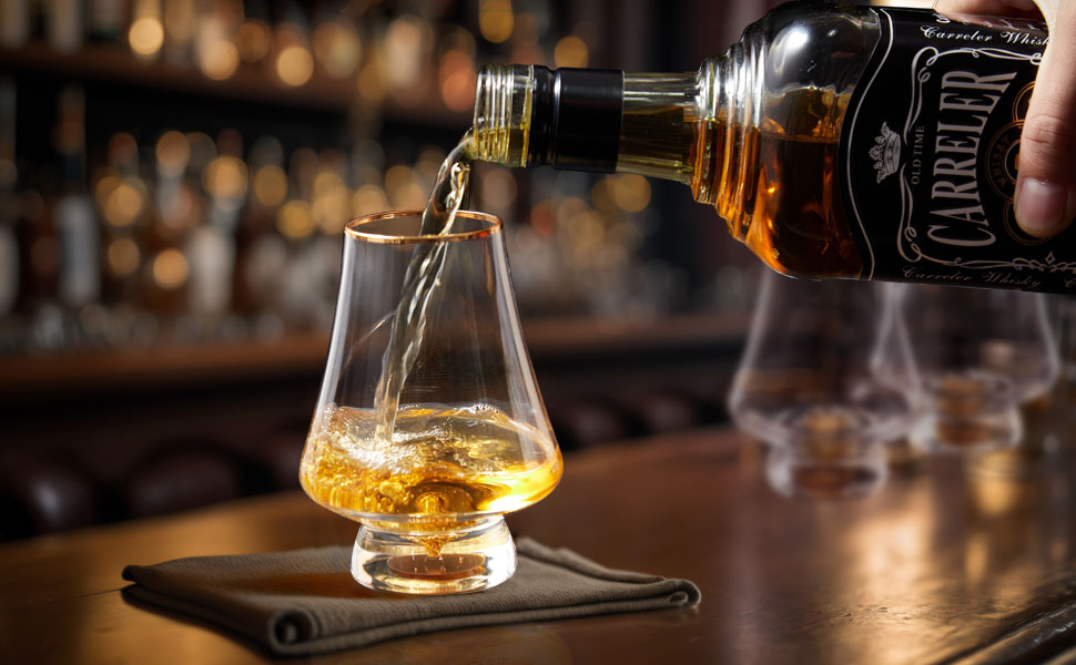 Набір склянок для віскі DUJUST 4 шт. (205 мл) з 24K золотом, Snifter для бренді/коньяку/бурбону/текіли/скотчу, BPA-free та без свинцю