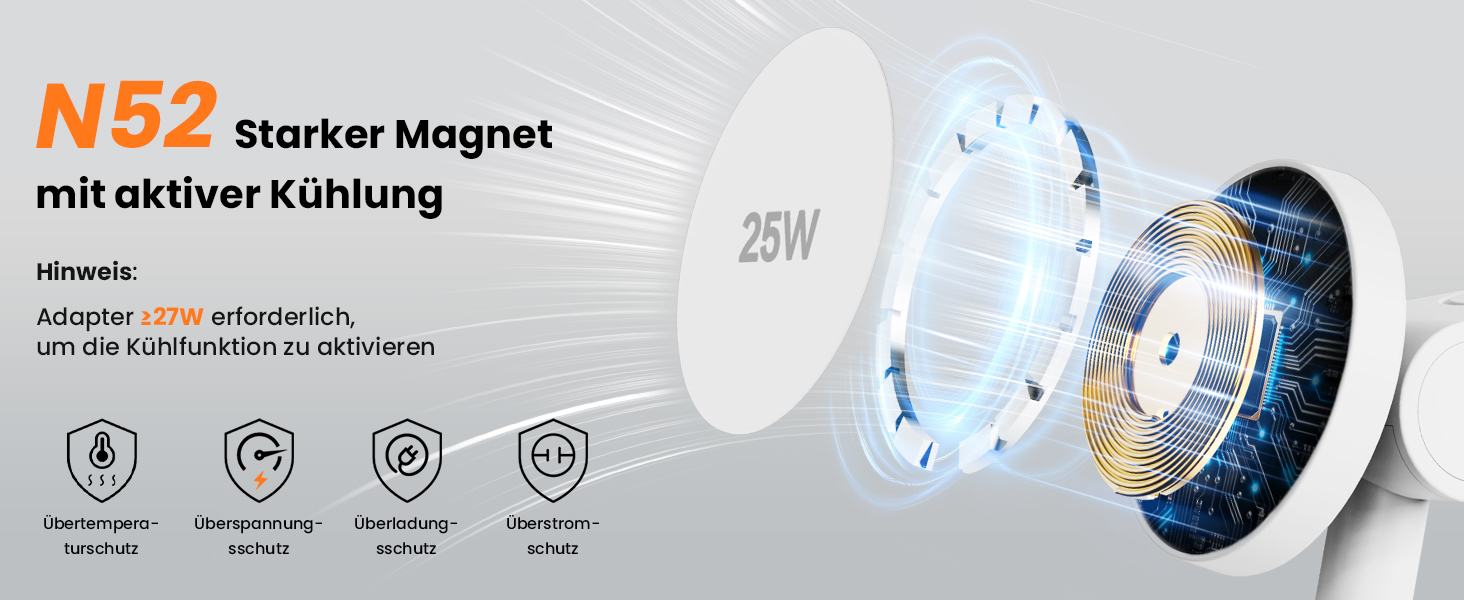 Зарядна станція JoyGeek 3-в-1 з магнітною індукцією 25W для iPhone 17/16, Apple Watch, Samsung Watch та AirPods. Білий матовий.