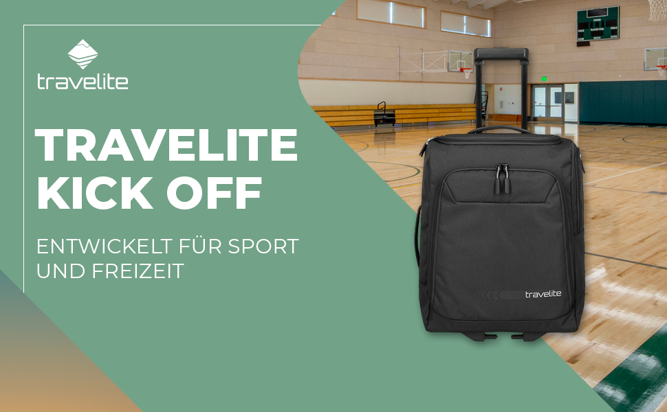 Дорожня сумка на колесах Travelite Kick Off, середня, 68 см, 65 л, чорна – валіза для подорожей та спорту