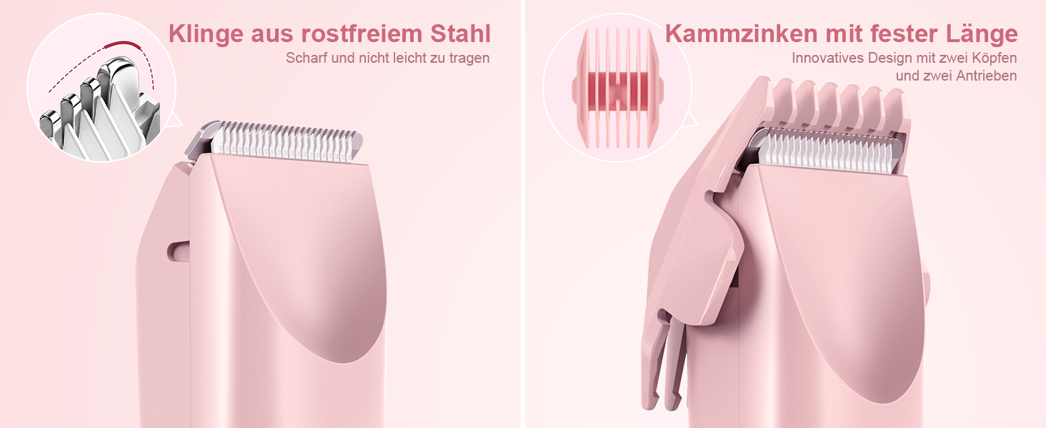 Електричний жіночий епілятор 2-в-1 з USB-C зарядкою, для обличчя, ніг та рук, вологостійкий тример, легкий у чищенні (блакитний/рожевий)