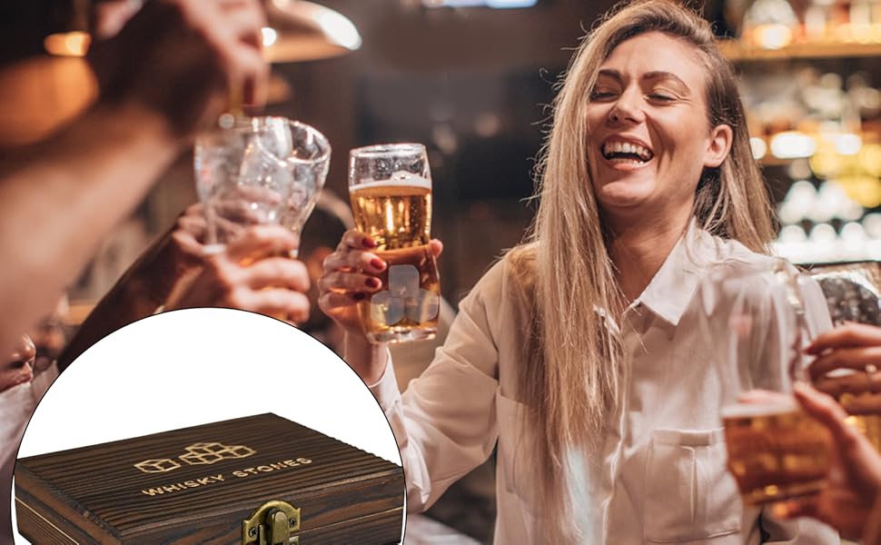 Камені для віскі Whiskey Steine, Набір каміння для охолодження віскі, 9 багаторазових каміння, Подарунковий набір Whiskey Steine