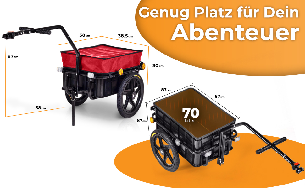 Причіп для велосипеда SAMAX 70 літрів / 60 кг, вантажний, з кріпленням, чорний (70л / 60кг)