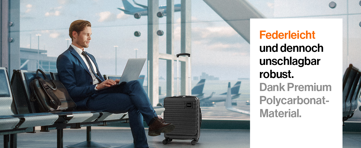 Чемодан Travely з полікарбонату, 77 см, XL, 100 л - міцний валіза з TSA замком та відділом для ноутбука (55x40x23 см), колір: чорний