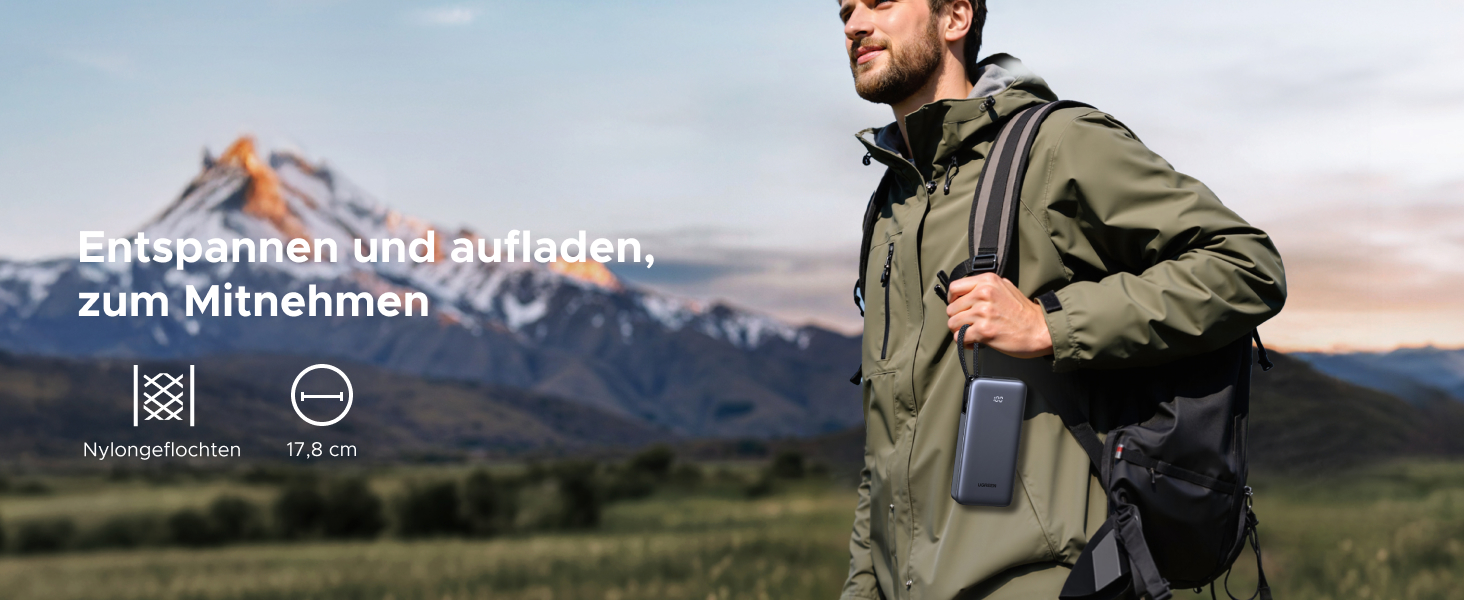 Power Bank UGREEN 20000mAh 45W з USB-C кабелем та швидкою зарядкою PD, сумісний з iPhone, iPad, Samsung Galaxy, ноутбуками