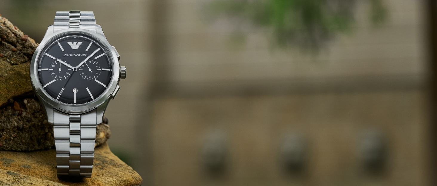 Чоловічий браслет Emporio Armani з нержавіючої сталі або шкіри з застібкою-ланцюгом, срібно-сірий колір