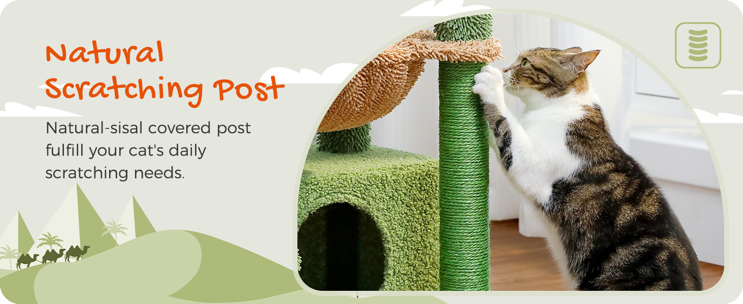PAWZ Road Котячий кігтеточка з гамаком, котячий тур з сизалю, зелений, 83 см
