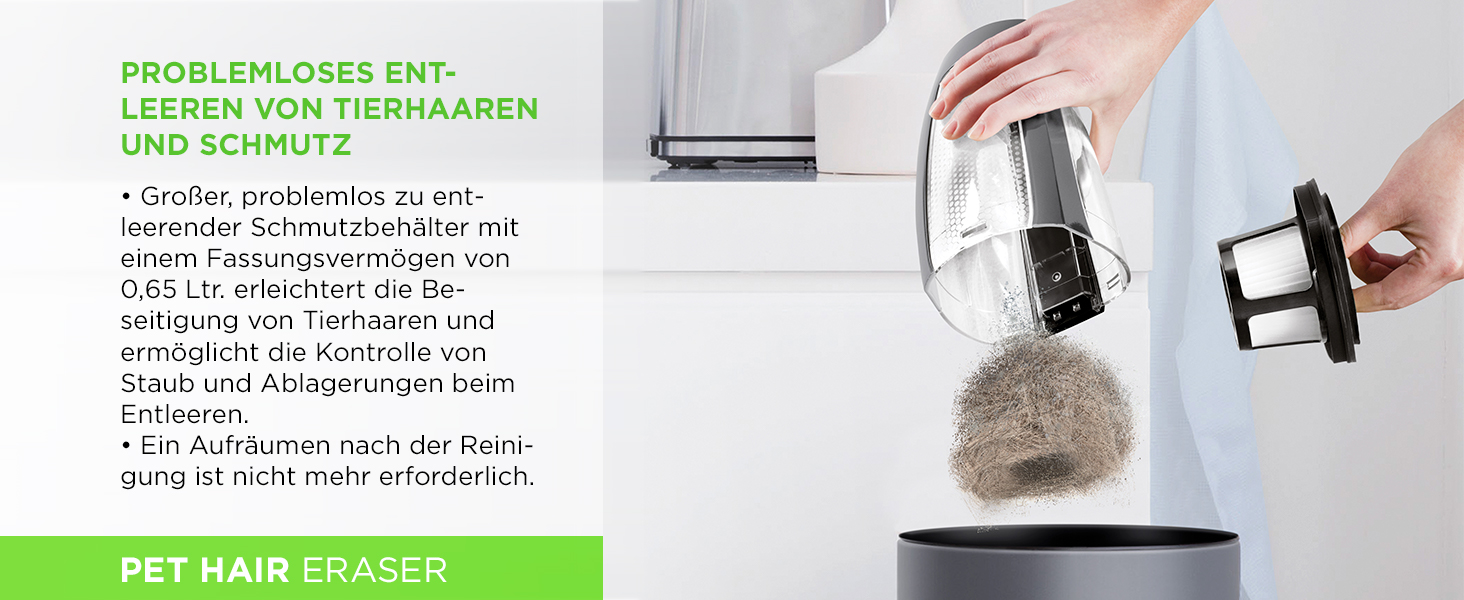 Bissell Pet Hair Eraser 2278N: Акумуляторний ручний пилосос для шерсті тварин, чорно-титановий. Для килимів, меблів, авто. 14.4V, 68dB
