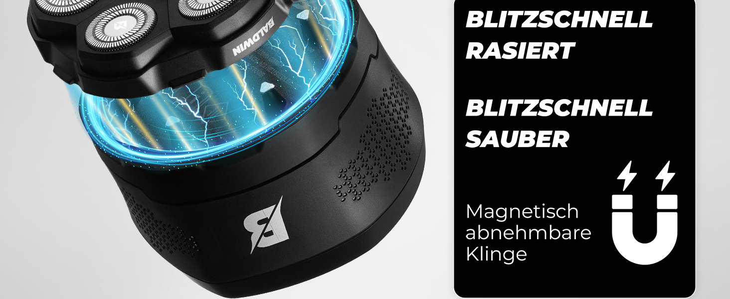 Бритва для гоління голови BALDWIN 7D з магнітною голівкою для чоловіків | Електробритва для лисих | Бритва для голови, сухе та вологе гоління, водонепроникна