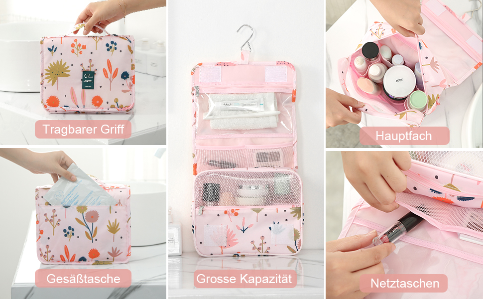 Жіноча сумочка для туалетних аксесуарів Lychii, рожева. Органайзер для подорожей, валіза та ручної поклажі