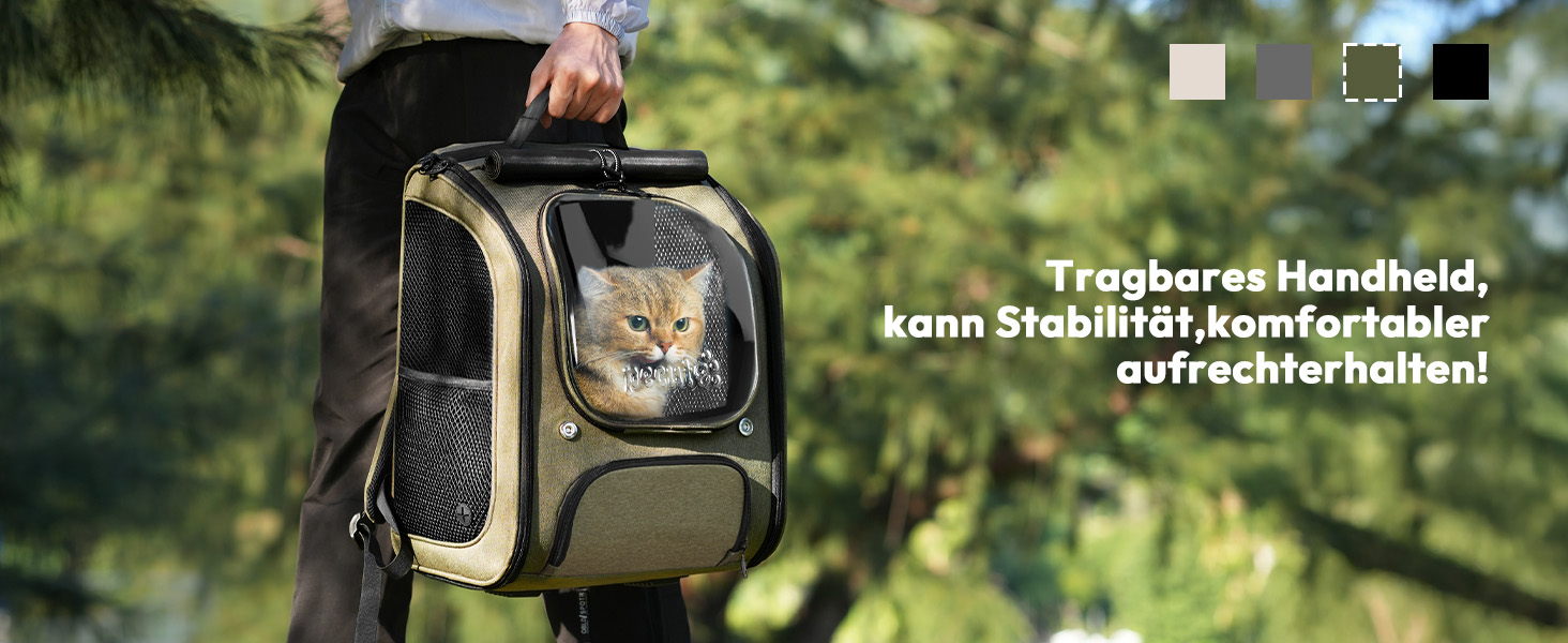 Рюкзак для кота Pecute з вікном-бульбашкою, переноска для тварин, сірий (42x32x26 см)