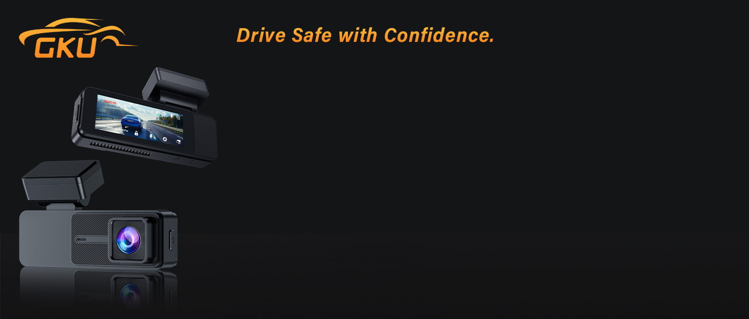Відеореєстратор GKU Dashcam Auto: 4K/2.5K, GPS, Wi-Fi, Dual, 64GB, Паркування, WDR, 170° Кут огляду, G-сенсор, Loop, Макс. 256GB, Чорний