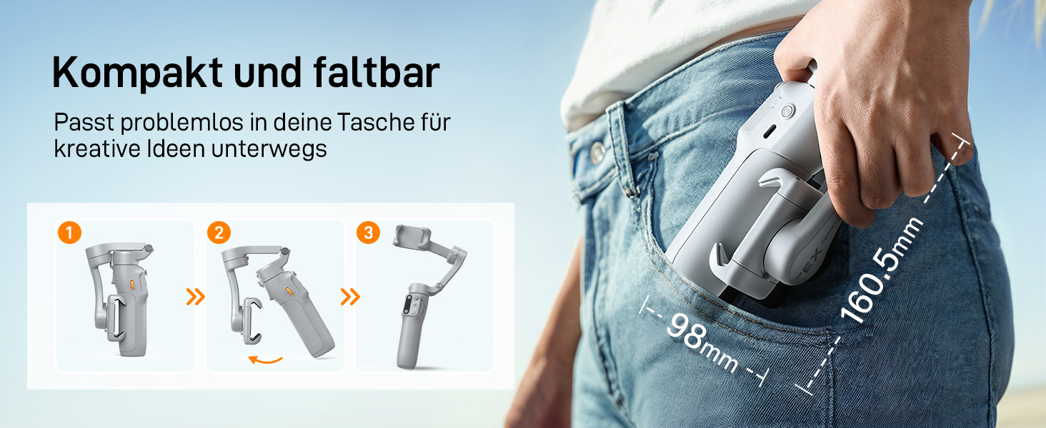 Hohem iSteady X3 SE - Стабілізатор для смартфона, 3-осьовий, сірий. Ідеально для Vlogging, Selfie та подорожей. 11 годин роботи від акумулятора.