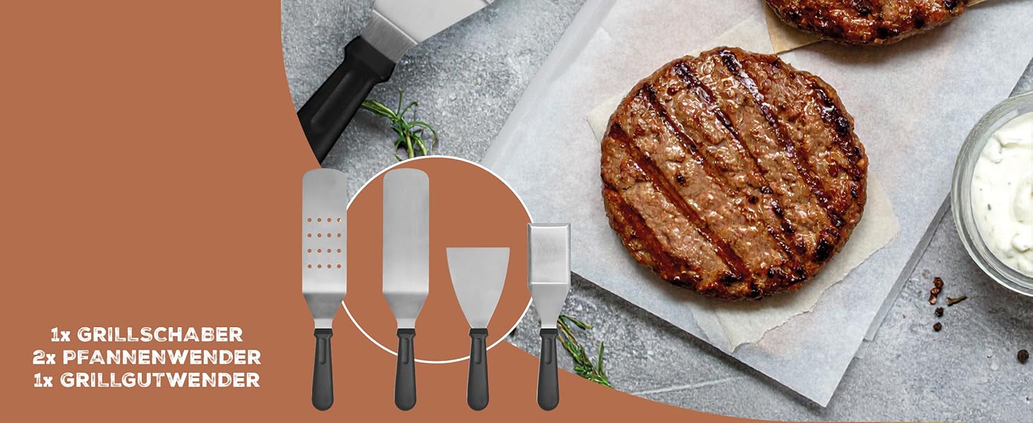 Набір лопаток Bremermann для смаження та гриля (4 шт.), нержавіюча сталь