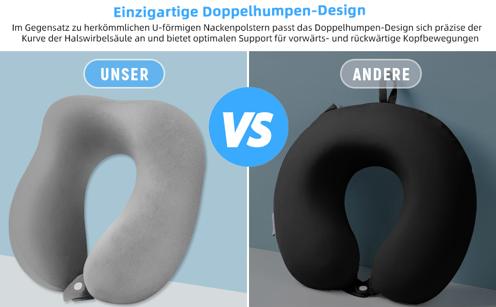 Подушка для шиї в подорожах: Memory Foam, для авто, літака, офісу, дому (сіра)