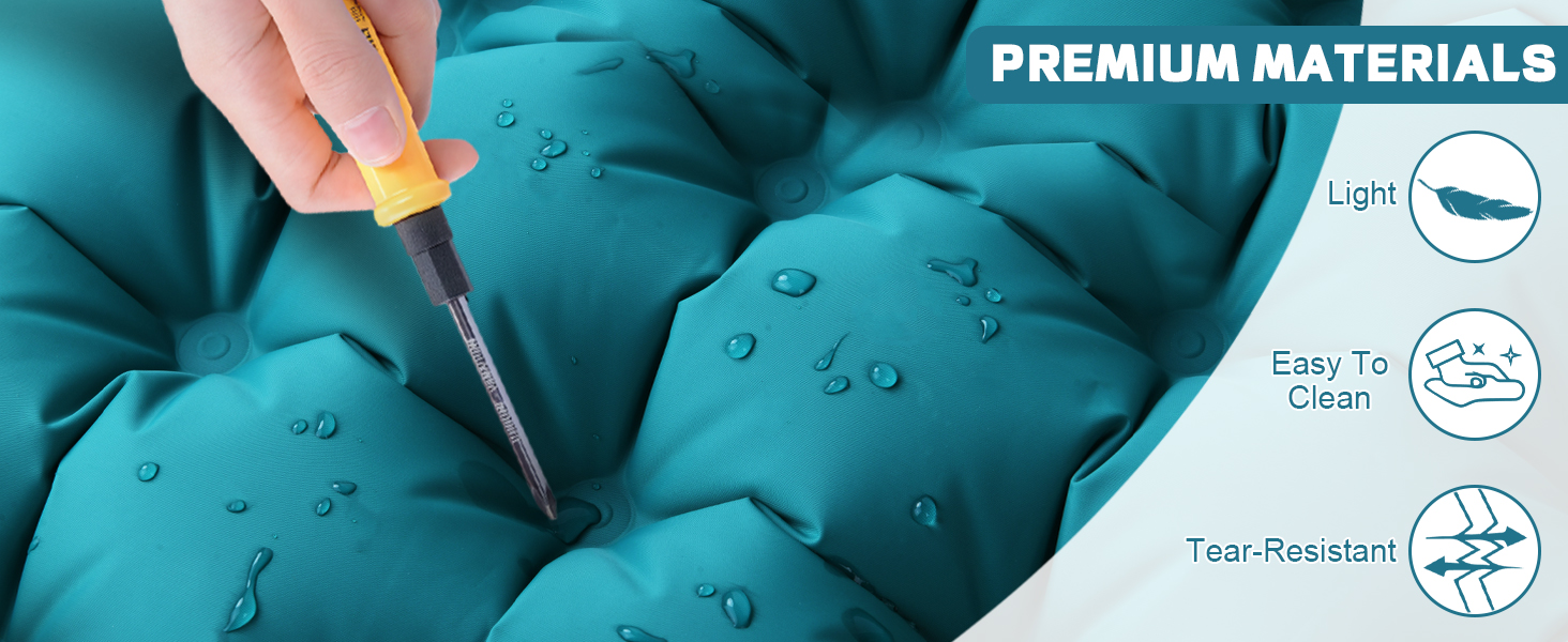 Кемпінговий килимок Flintronic самонадувний з насосом-пресом, 10 см товщини, водонепроникний, з подушкою, для відпочинку на природі, намету, армійного кольору