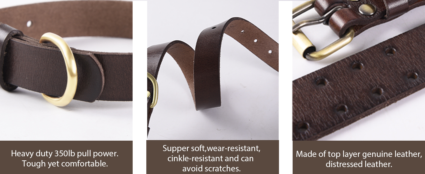 Нашийник для собак з м'якої натуральної шкіри - для малих, середніх та великих собак