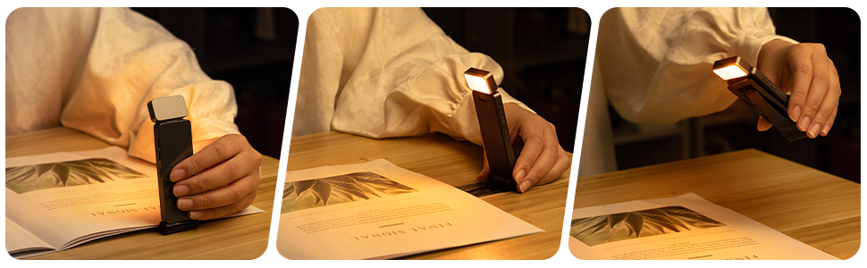 LED лампа для читання Maxtachi - кріплення на книгу, 3 кольори, регулювання яскравості, USB, сірий, для дітей