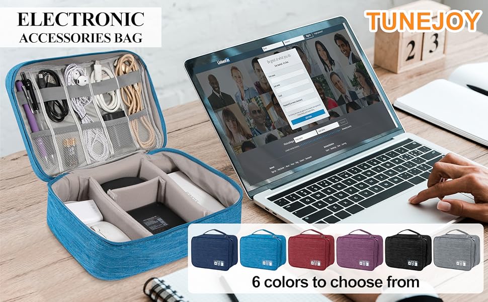 Водонепроникна сумка-органайзер для кабелів та аксесуарів Elekronik, темно-синій