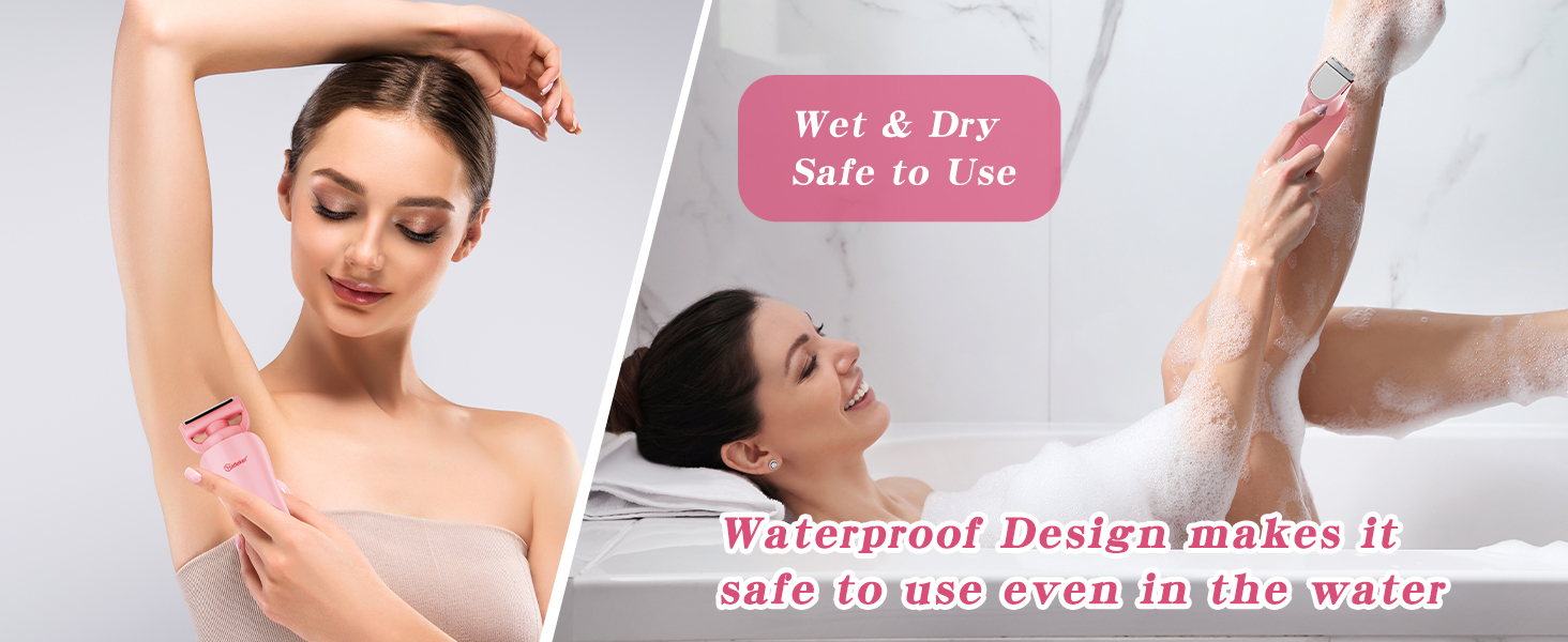 Електричний епілятор Hatteker 3-в-1 для жінок: тример для бікіні, епілятор та бритва. LED-дисплей, IPX7, USB-зарядка (Рожевий)