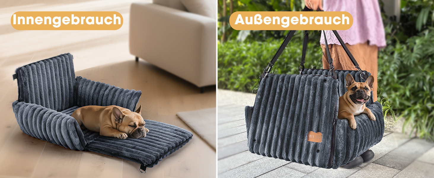 Mixjoy Dog Car Seat - Washable & Memory Foam - for Small to Medium Dogs - Rear & Front Seat - Grey