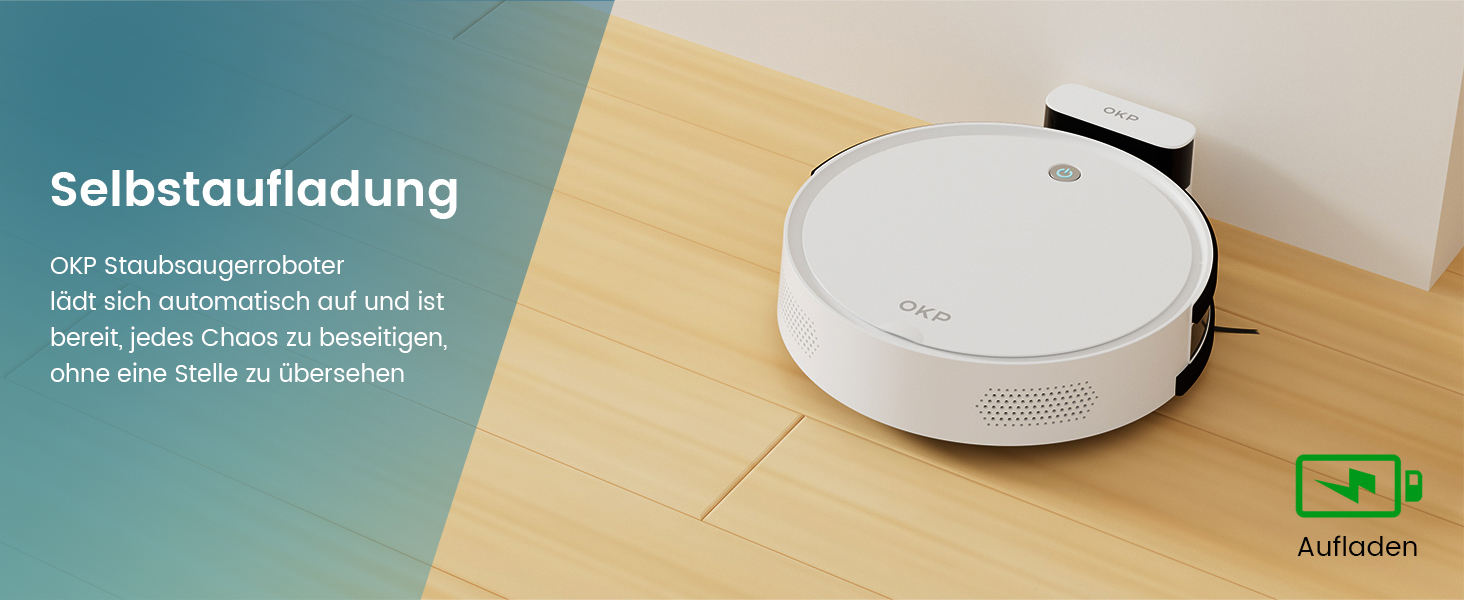 Робот-пилосос OKP з функцією миття, 2100Pa, K5B, для видалення шерсті тварин, з базою для зарядки, сумісний з Alexa та керуванням через додаток/пульт