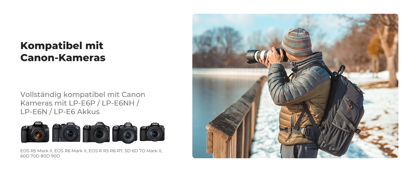 Акумулятор для камери Canon K&F CONCEPT LP-E6P 2400mAh (2 шт.) з зарядним пристроєм, сумісний з EOS R5 Mark II, R5, R6, R7