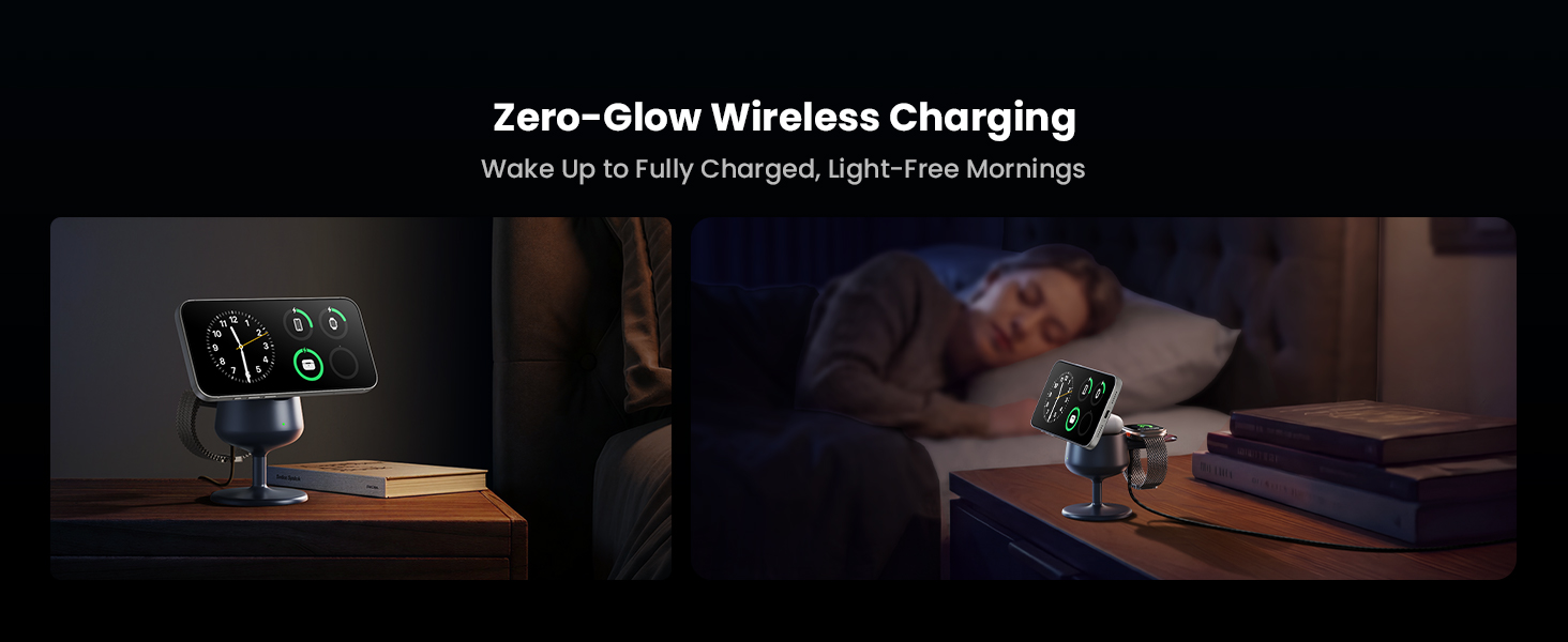 Бездротова зарядна станція 3-в-1 GEEKERA Qi2.2 25W для Apple: MagSafe зарядний пристрій для iPhone 17/16/12, Apple Watch та AirPods, адаптер GaN 45W, Phantom Grey