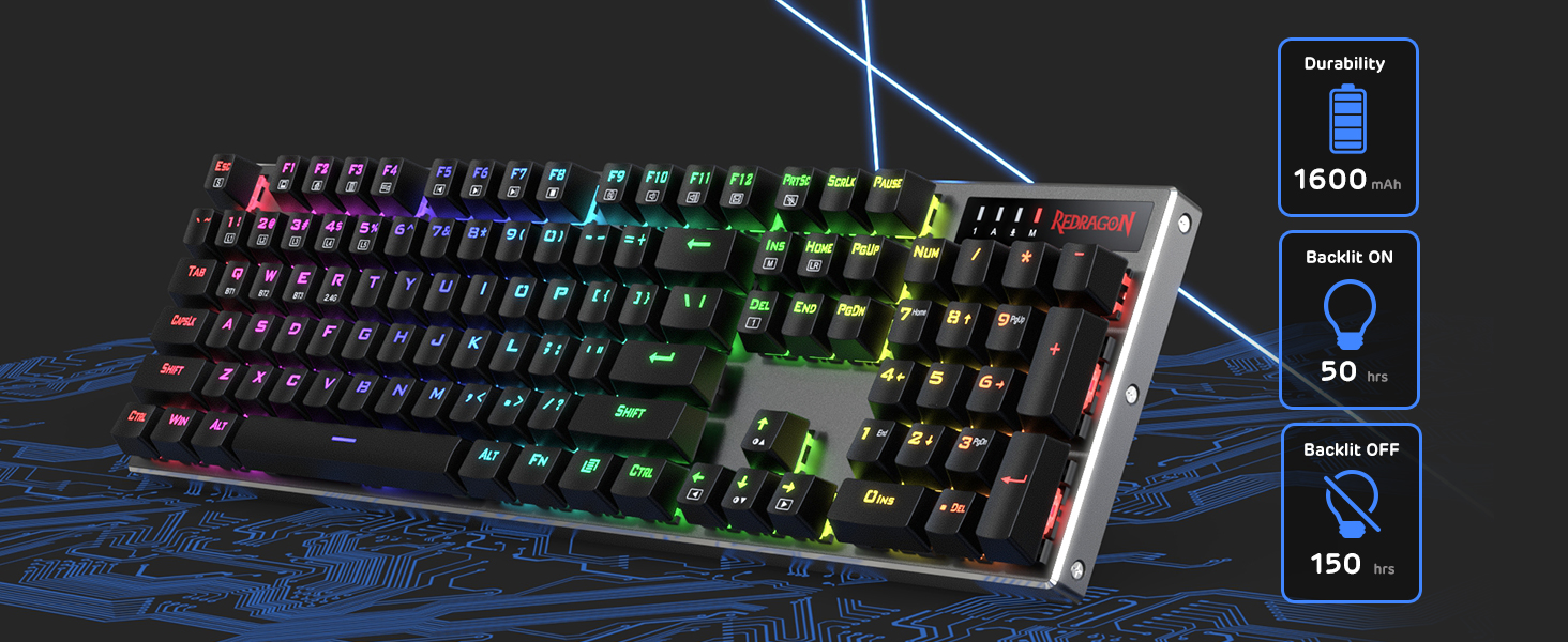 Redragon K660 RGB-ігрова клавіатура: 87 клавіш, TKL, механічна, з провідним підключенням, алюмінієва база, тихі червоні перемикачі