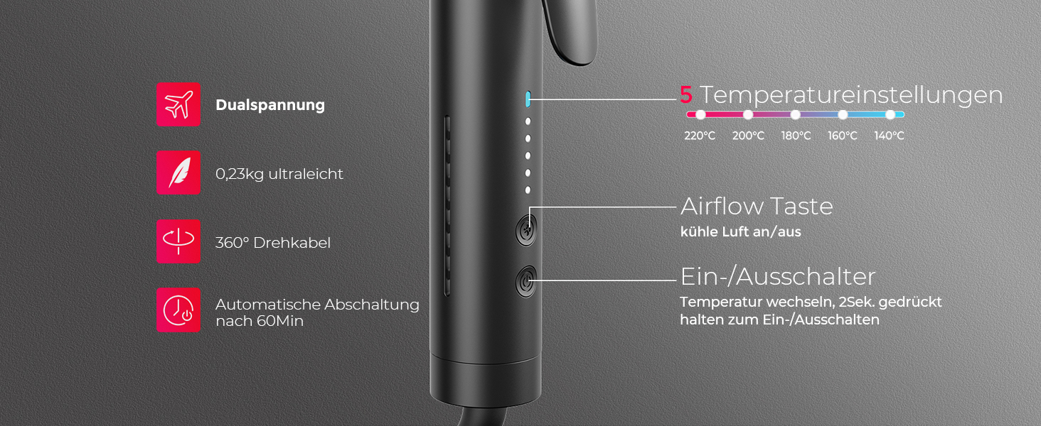 TYMO Airflow: Випрямляч та завивачка для волосся 2-в-1 з іонізацією, 32 мм, чорний