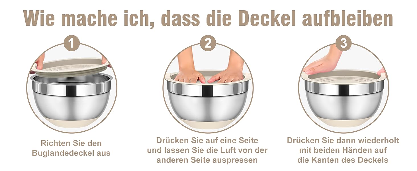 Набір місок для перемішування BEWOS 7 шт. з кришкою, нержавіюча сталь, набір місок з терткою, вкладна конструкція, колір хакі, протиковзкі дна, об'єм 0.5, 1, 1.4, 1.85, 2.35, 3.2, 4 л для змішування та подачі