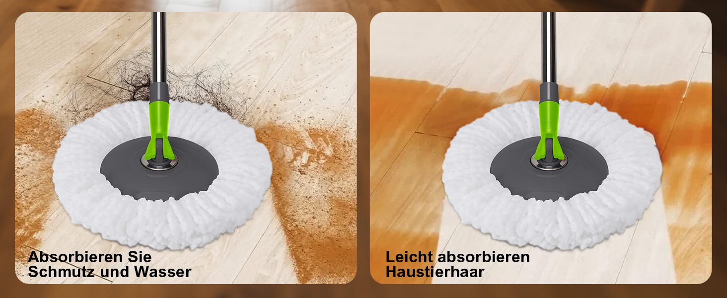 Набір для миття підлоги Masthome: відро, моп з функцією віджиму, 3 мікрофібрових насадки, для всіх типів підлоги