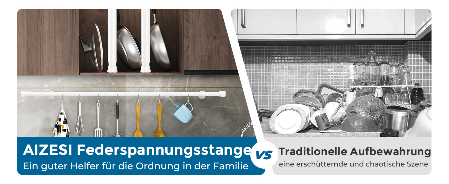 Штанга для карнизів AIZESI без свердління, 70-130 см, телескопічна, біла (діаметр 22 мм)