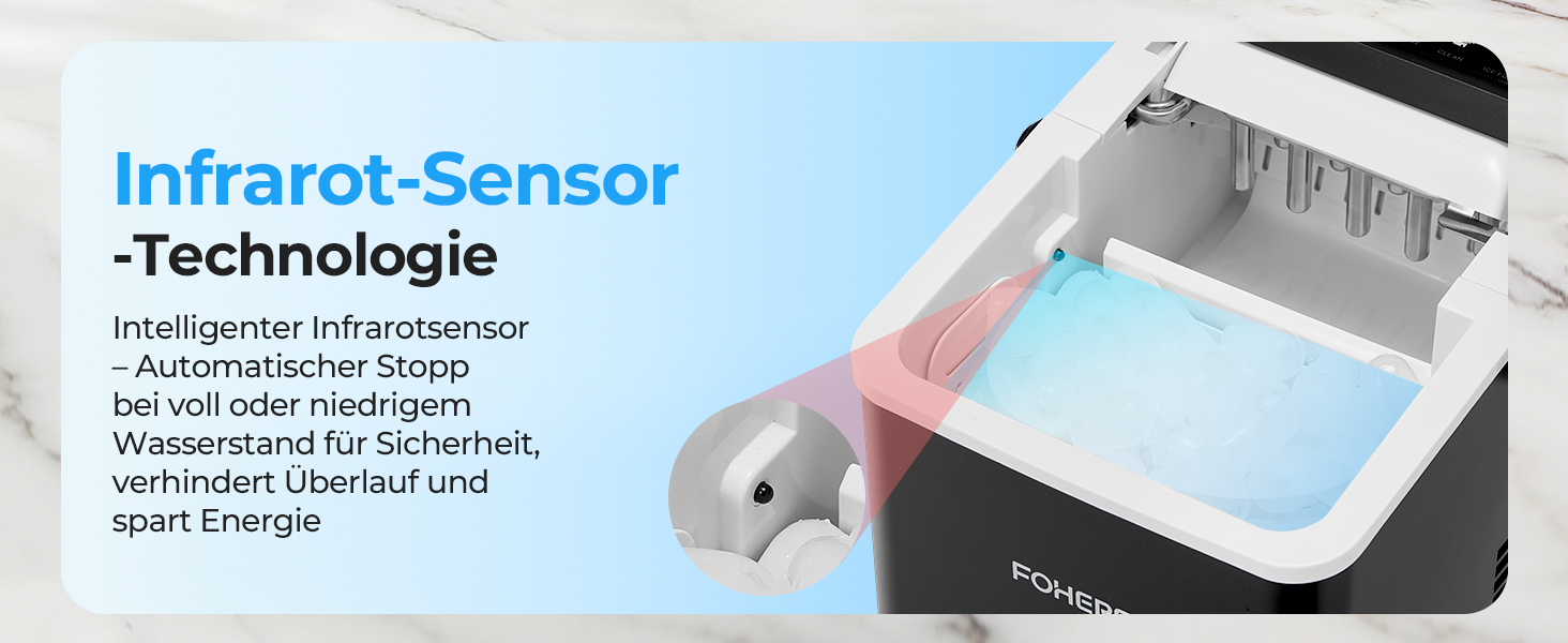 Машина для приготування льоду FOHERE з ручкою, 14 кг/24 год, 9 кубиків льоду за 5 хвилин, 2 розміри, самоочищення, портативна з лопаткою та кошиком – ідеальна для дому, кухні, офісу, кемпінгу, вечірки, RV