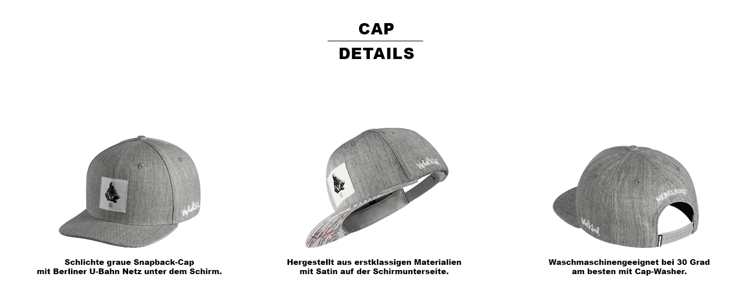 Кепка Nebelkind Snapback Berlin сіра, унісекс, регульована, висока якість, streetwear стиль