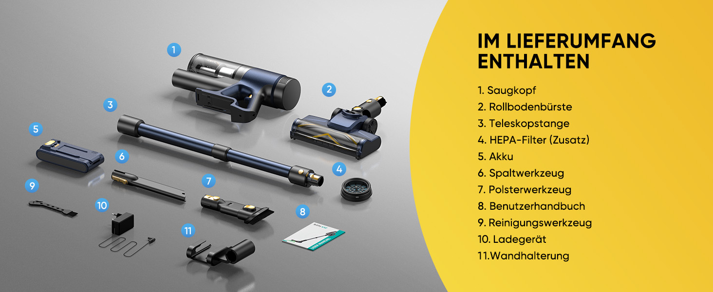 Бездротовий пилосос Vexilar V12: 50 хв роботи, 50 кПа, 450 Вт, LED-дисплей, зелене підсвічування, антизаплутувальна щітка. Ідеально для дому, авто, видалення шерсті тварин.