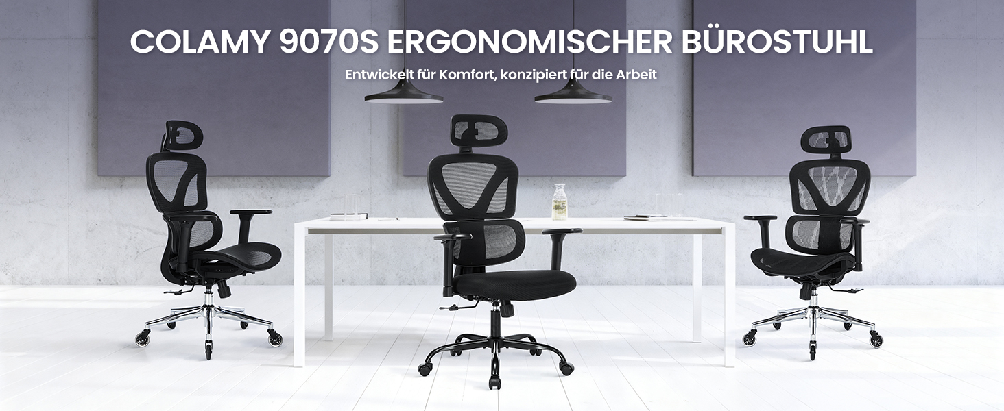 Коламі - Ергономічне крісло для офісу та дому, чорне, з регульованою підголівником та підлокітниками