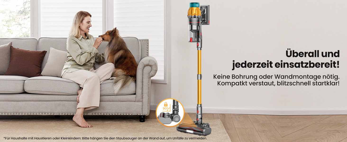 Акумуляторний пилосос SICBCGB 48000Pa/550W/70 хвилин, 2.0L з HD-дисплеєм, антизаплутана щітка, док-станція, самостійна підставка, 11-шарова фільтрація для шерсті тварин та авто, золотий колір