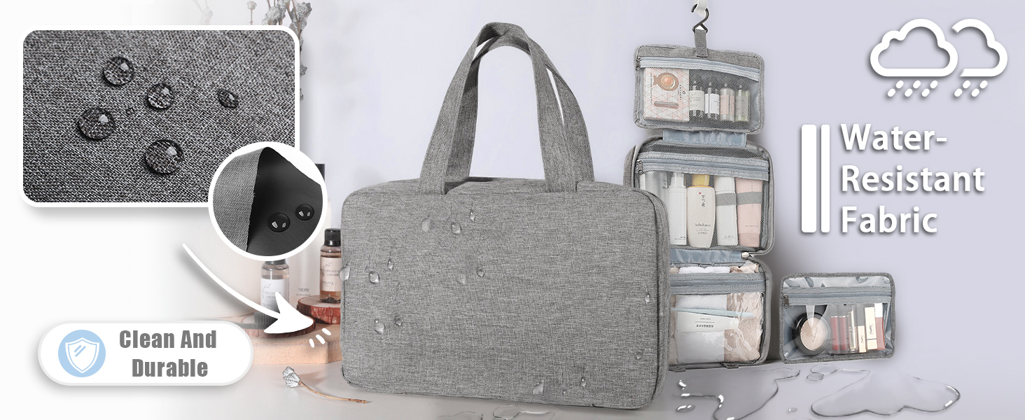 Кришталево-сіра дорожня косметичка Pinkiou з гачком для підвішування - велика, водонепроникна, для жінок