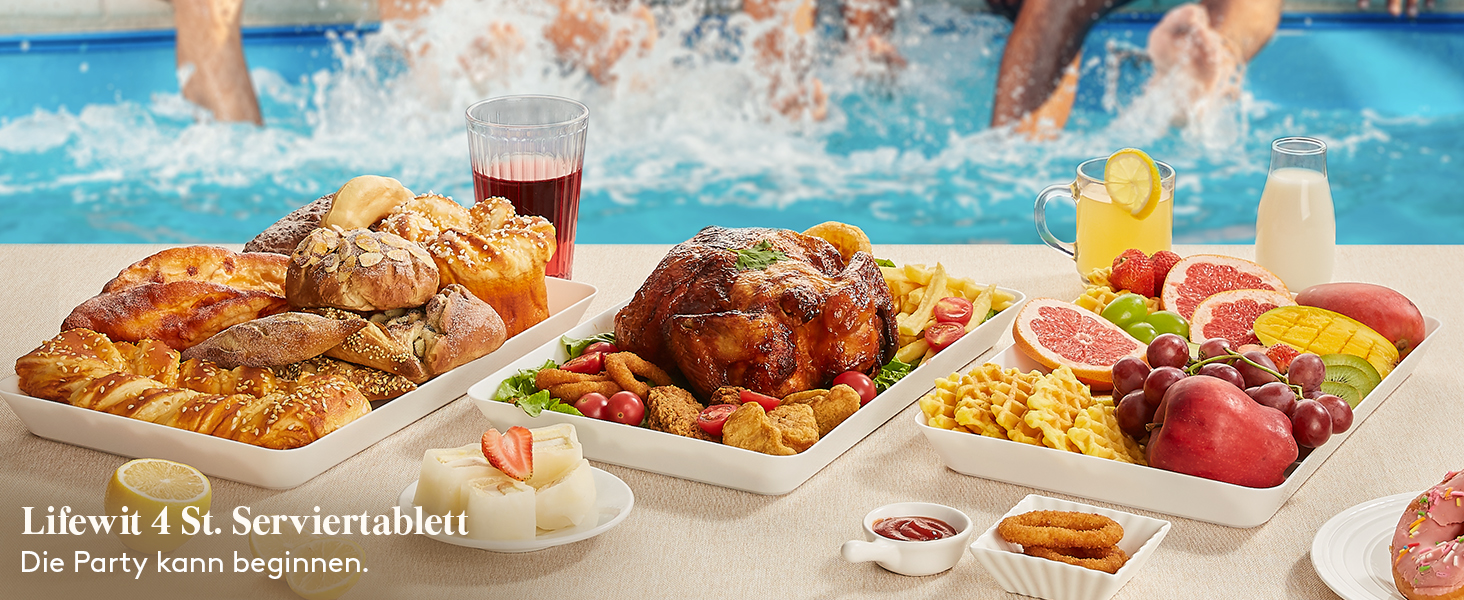 Набір сервірувальних тарілок Lifewit, 4 шт., 36.7 x 24 см, BPA-free, для буфетів, свят, пікніків, сніданків та закусок, білий