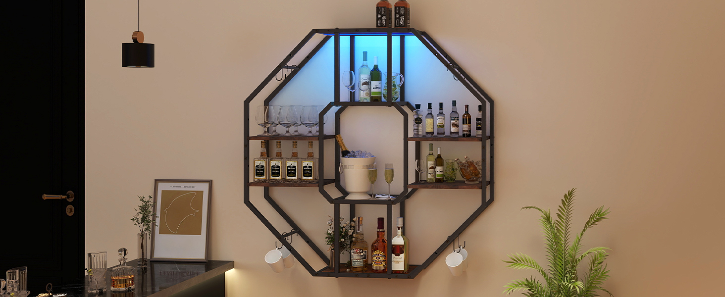 Стильне металеве вітрина для вина з LED-підсвічуванням, 3 яруси, для бару, кухні, вітальні, ресторану, чорний, 20x80 см