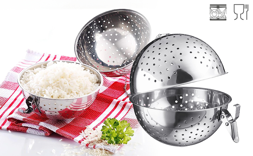 Westmark Rice Ball – practical sieve for cooking rice, ideal for preparing sushi, jasmine or basmati rice, also usable as a spice sieve – stainless steel, 1 liter