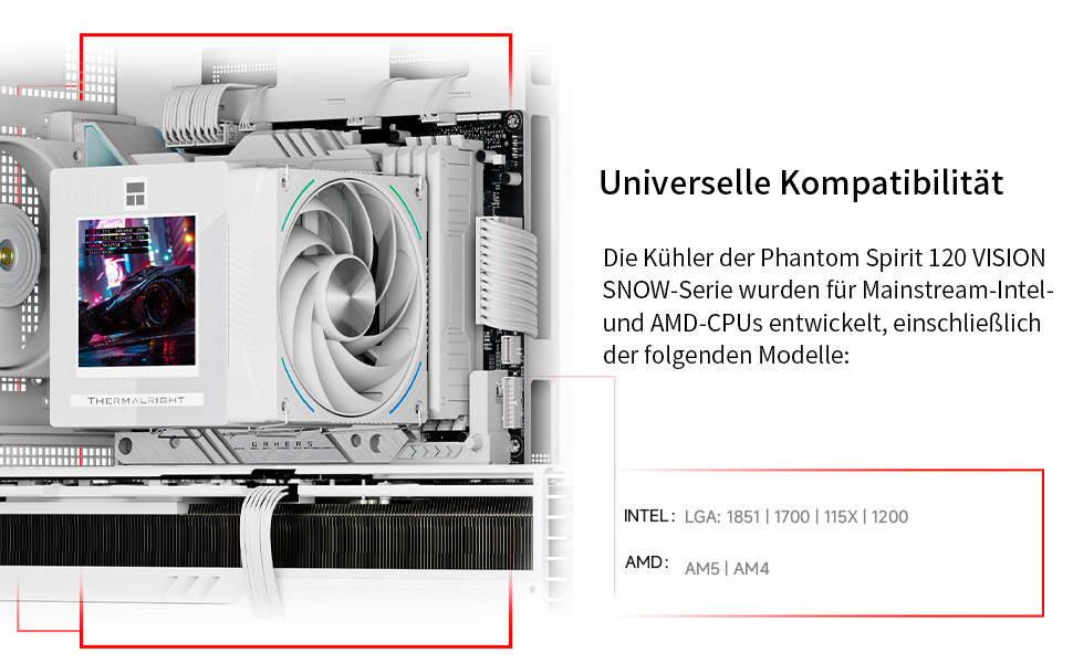 Thermalright Phantom Spirit 120 Vision - Кулер для CPU з 7 heatpipes та IPS-дисплеєм, для AM5/AM4, Intel lga1851/1700/1150/1151/1200