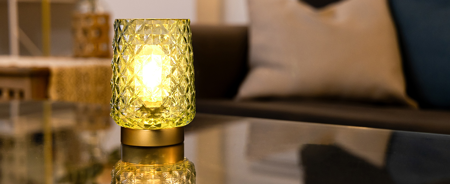 LED настільна лампа MJ PREMIER: акумуляторна, сенсорне керування, регулювання яскравості, скло, USB зарядка, аварійне освітлення (зелена)